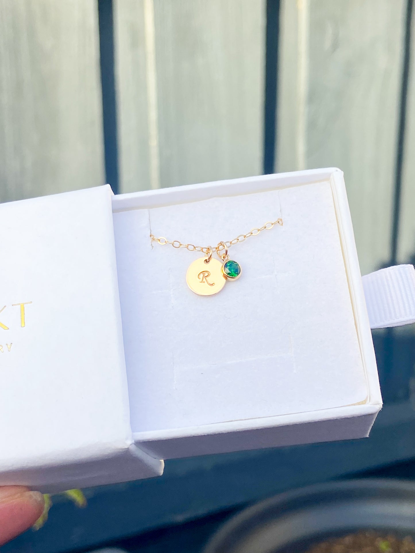 Birthstone Initial Necklace