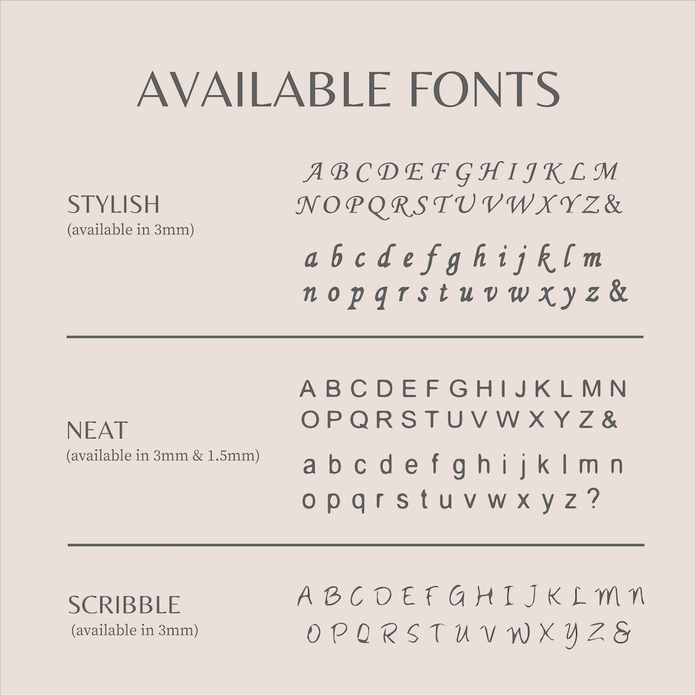 Graphic showing the available fonts.